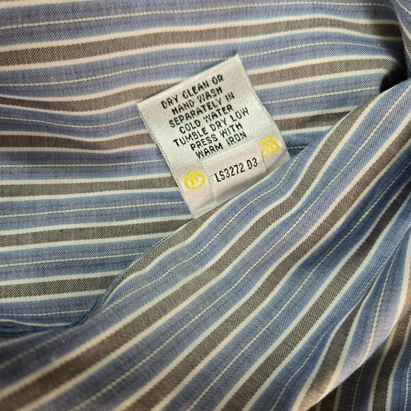 Bugatchi Classic Fit Mens XL Blue Multi-Stripe Long Sleeve Button-Up Dress Shirt - Picture 5 of 11